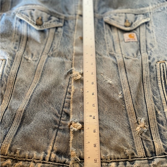 VTG Carhartt Blanket Lined Distressed Light Denim Faded Jacket Sz L. #PJB008 - Picture 10 of 16
